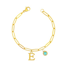 Alphabet Birthstone Paperclip Bracelet Gold (A-G) aishawng