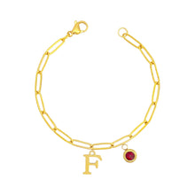 Alphabet Birthstone Paperclip Bracelet Gold (A-G) aishawng