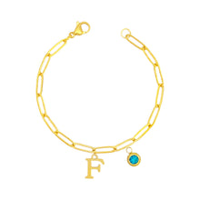 Alphabet Birthstone Paperclip Bracelet Gold (A-G) aishawng