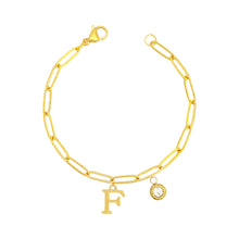 Alphabet Birthstone Paperclip Bracelet Gold (A-G) aishawng