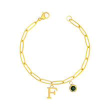 Alphabet Birthstone Paperclip Bracelet Gold (A-G) aishawng