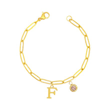 Alphabet Birthstone Paperclip Bracelet Gold (A-G) aishawng