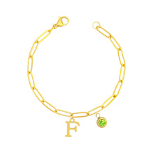 Alphabet Birthstone Paperclip Bracelet Gold (A-G) aishawng