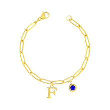 Alphabet Birthstone Paperclip Bracelet Gold (A-G) aishawng
