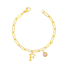 Alphabet Birthstone Paperclip Bracelet Gold (A-G) aishawng