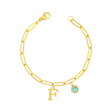 Alphabet Birthstone Paperclip Bracelet Gold (A-G) aishawng