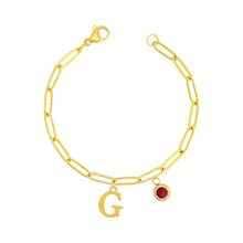 Alphabet Birthstone Paperclip Bracelet Gold (A-G) aishawng