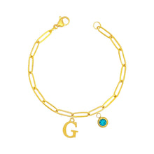 Alphabet Birthstone Paperclip Bracelet Gold (A-G) aishawng