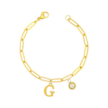 Alphabet Birthstone Paperclip Bracelet Gold (A-G) aishawng