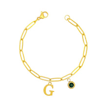 Alphabet Birthstone Paperclip Bracelet Gold (A-G) aishawng