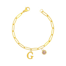Alphabet Birthstone Paperclip Bracelet Gold (A-G) aishawng
