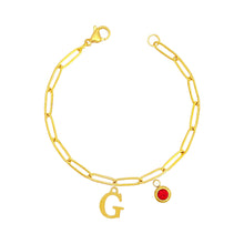 Alphabet Birthstone Paperclip Bracelet Gold (A-G) aishawng