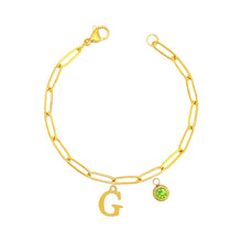Alphabet Birthstone Paperclip Bracelet Gold (A-G) aishawng