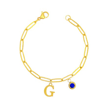 Alphabet Birthstone Paperclip Bracelet Gold (A-G) aishawng
