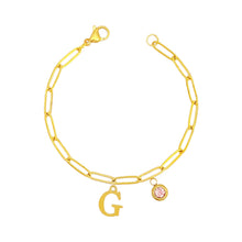 Alphabet Birthstone Paperclip Bracelet Gold (A-G) aishawng