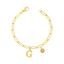 Alphabet Birthstone Paperclip Bracelet Gold (A-G) aishawng