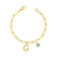 Alphabet Birthstone Paperclip Bracelet Gold (A-G) aishawng