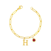 Alphabet Birthstone Paperclip Bracelet Gold (H-N) aishawng