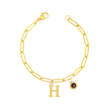 Alphabet Birthstone Paperclip Bracelet Gold (H-N) aishawng