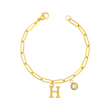 Alphabet Birthstone Paperclip Bracelet Gold (H-N) aishawng
