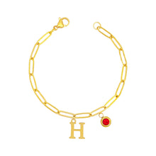 Alphabet Birthstone Paperclip Bracelet Gold (H-N) aishawng