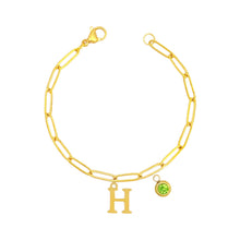 Alphabet Birthstone Paperclip Bracelet Gold (H-N) aishawng