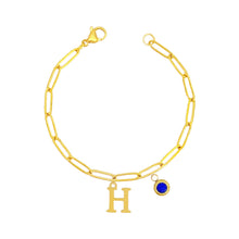 Alphabet Birthstone Paperclip Bracelet Gold (H-N) aishawng