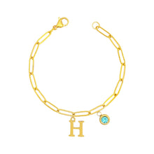 Alphabet Birthstone Paperclip Bracelet Gold (H-N) aishawng