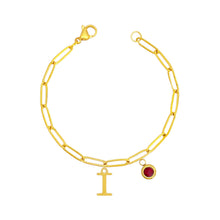 Alphabet Birthstone Paperclip Bracelet Gold (H-N) aishawng