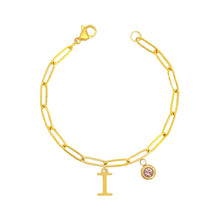 Alphabet Birthstone Paperclip Bracelet Gold (H-N) aishawng