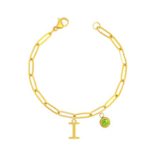 Alphabet Birthstone Paperclip Bracelet Gold (H-N) aishawng