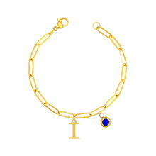 Alphabet Birthstone Paperclip Bracelet Gold (H-N) aishawng