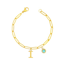 Alphabet Birthstone Paperclip Bracelet Gold (H-N) aishawng
