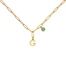 Alphabet Birthstone Paperclip Necklace Gold (A-G)