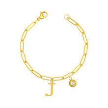 Alphabet Birthstone Paperclip Bracelet Gold (H-N) aishawng
