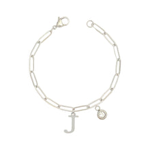 Alphabet Birthstone Paperclip Bracelet Silver (H-N)