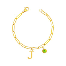 Alphabet Birthstone Paperclip Bracelet Gold (H-N) aishawng