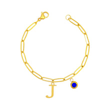 Alphabet Birthstone Paperclip Bracelet Gold (H-N) aishawng