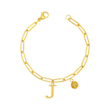 Alphabet Birthstone Paperclip Bracelet Gold (H-N) aishawng