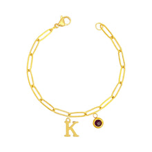 Alphabet Birthstone Paperclip Bracelet Gold (H-N) aishawng