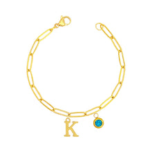 Alphabet Birthstone Paperclip Bracelet Gold (H-N) aishawng