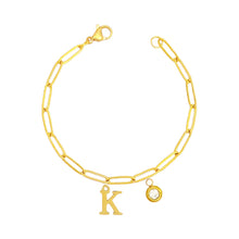 Alphabet Birthstone Paperclip Bracelet Gold (H-N) aishawng