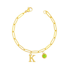 Alphabet Birthstone Paperclip Bracelet Gold (H-N) aishawng