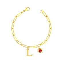 Alphabet Birthstone Paperclip Bracelet Gold (H-N) aishawng