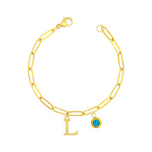 Alphabet Birthstone Paperclip Bracelet Gold (H-N) aishawng