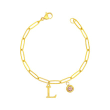 Alphabet Birthstone Paperclip Bracelet Gold (H-N) aishawng