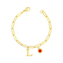 Alphabet Birthstone Paperclip Bracelet Gold (H-N) aishawng