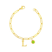 Alphabet Birthstone Paperclip Bracelet Gold (H-N) aishawng