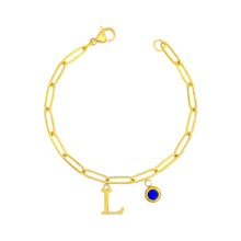 Alphabet Birthstone Paperclip Bracelet Gold (H-N) aishawng
