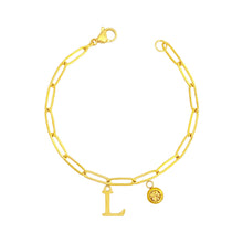 Alphabet Birthstone Paperclip Bracelet Gold (H-N) aishawng